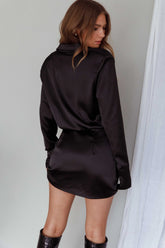 Lisbeth Collared Shirt Dress Black